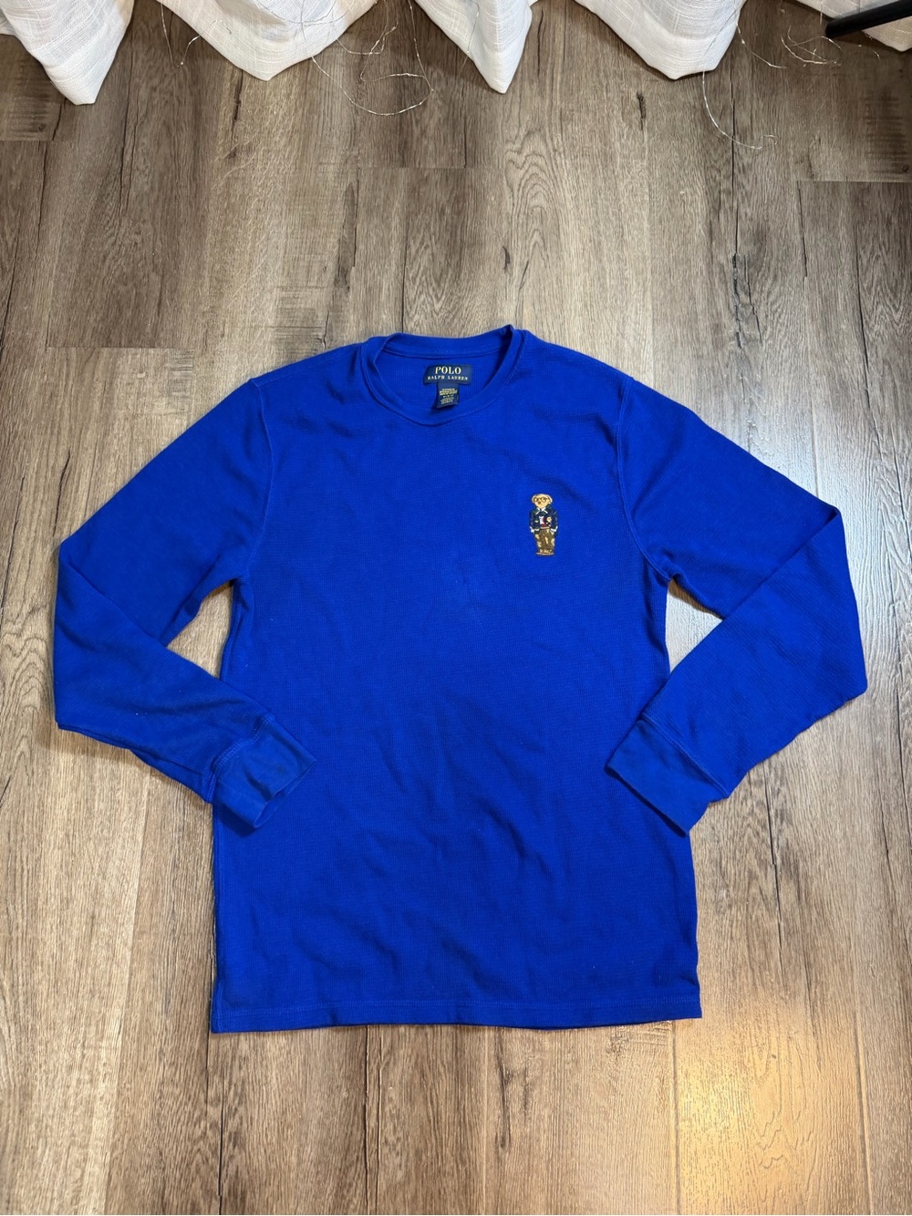 Polo by Ralph Lauren Long-Sleeve Crewneck in Blue with Embroidered Bear